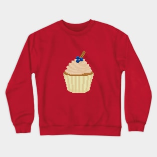 Cream coloured cupcake pixel art Crewneck Sweatshirt